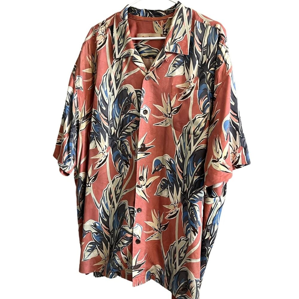 Tommy Bahama 100% Silk Men's Tropical Bird of Paradise Hawaiian Shirt  XXL/TTG